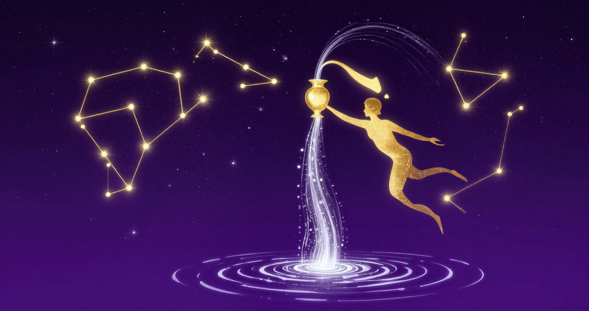 水瓶座星空插畫