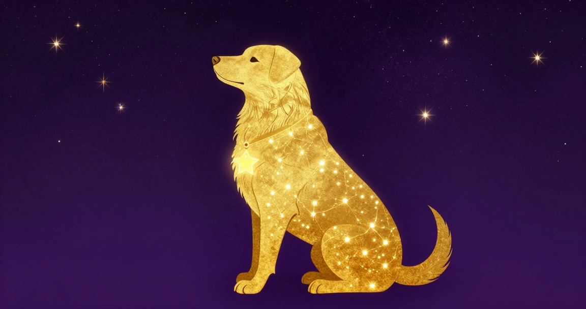 狗星空插畫