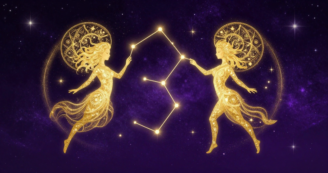 雙子座星空插畫