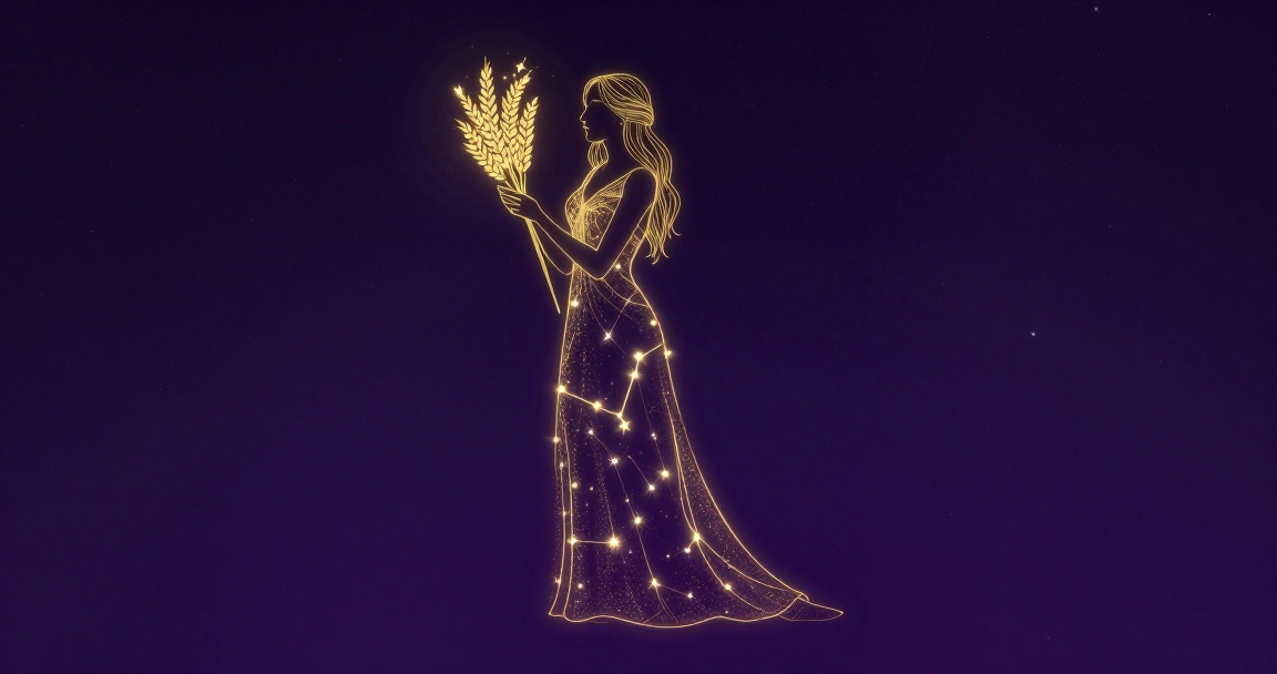處女座星空插畫